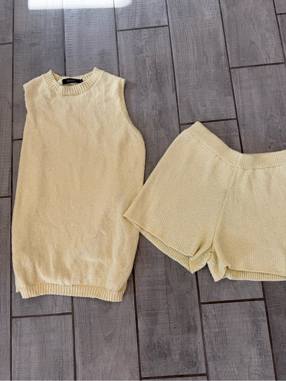 Knit Light Yellow Women's Shorts by UNKNOWN